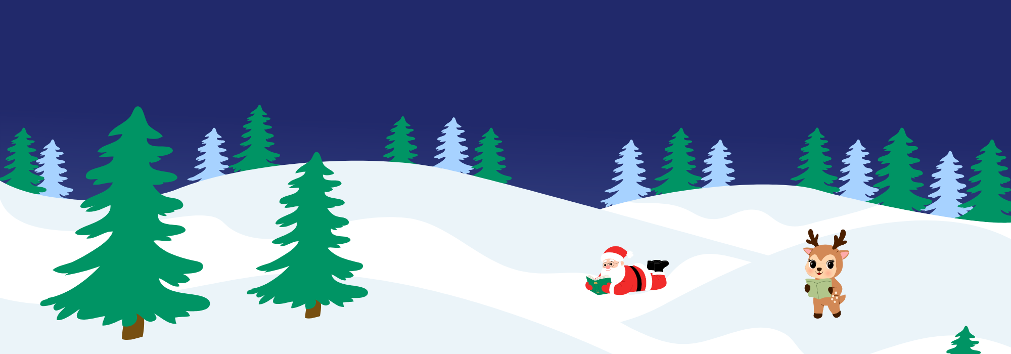 Graphic of readers in the snow